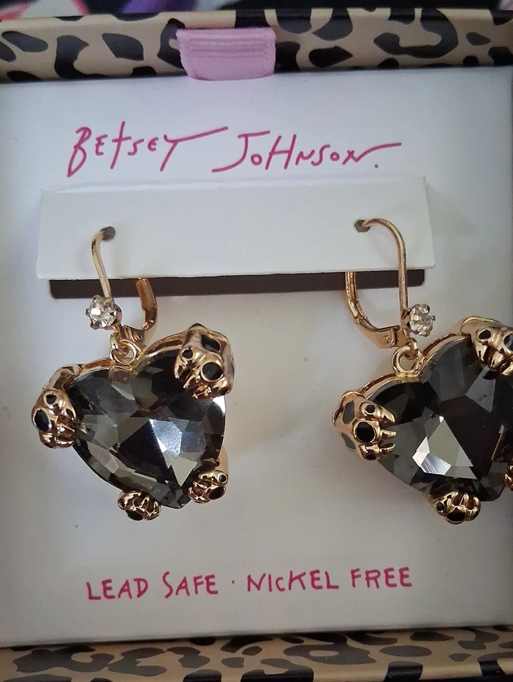 Betsey Johnson - Leopard Heart Drop Earrings